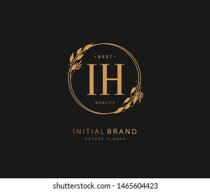 I H IH Beauty vector initial logo, handwriting logo of initial signature, wedding, fashion, jewerly, boutique, floral and botanical with creative template for any company or business.