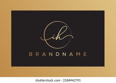 I H  IH hand drawn logo of initial signature, fashion, jewelry, photography, boutique, script, wedding, floral and botanical creative vector logo template for any company or business.