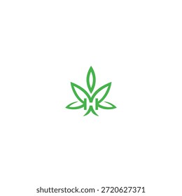 Logotipo de diseño de hoja de flor de ilusión H