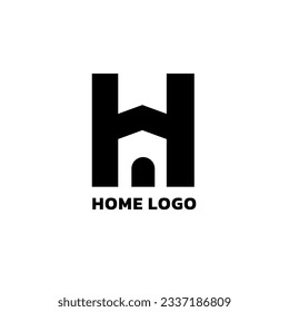 H Imagen De Un Logotipo Moderno Y Limpio De Una Casa De Diseño Simple En Fondo Blanco Y Negro, Préstamo, Alquiler, Bienes Inmuebles