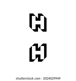 h initial 3d logo design vector template