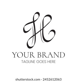 H Initial Abstract Calligraphic Company Logo