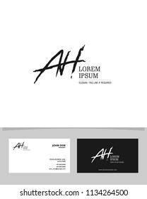 A H Initial brush logo vector template
