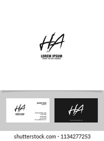H A Initial brush logo vector template