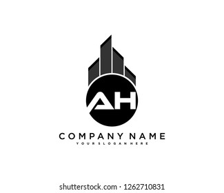 A H Initial building logo concept - Vector