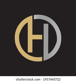 H initial circle company or HO OH logo black background