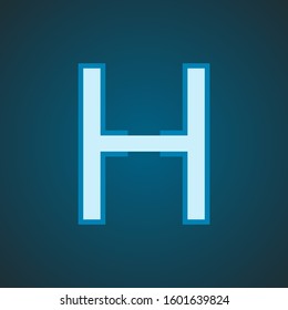H Initial Clean Logo Icon. Light Blue Cyan Outline. Vector Graphic Design. EPS10
