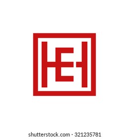 H H initial company, square red frame