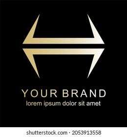 H Initial golden logo arrow type simple and minimalist in dark background