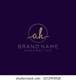 A H Initial handwriting logo template