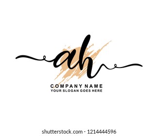 A H Initial Handwriting Logo Template