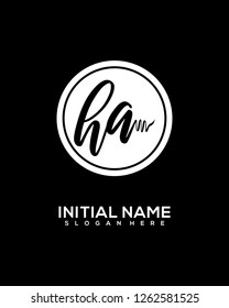 H A Initial Handwriting Logo Template Vector