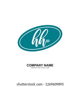 H H Initial Handwriting Logo Template Vector 