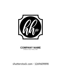 H H Initial Handwriting Logo Template Vector 