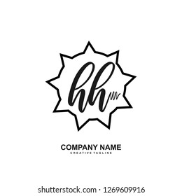 H H Initial Handwriting Logo Template Vector 