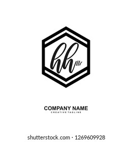 H H Initial Handwriting Logo Template Vector 