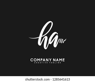 H A Initial Handwriting Logo Template Vector