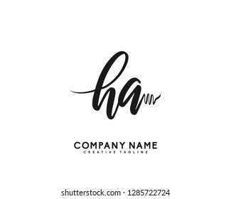 H A Initial Handwriting Logo Template Vector