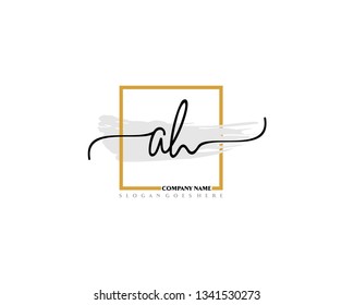 A H Initial Handwriting Logo Template