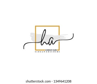 H A Initial Handwriting Logo Template