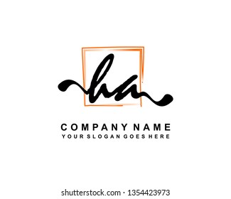 H A Initial Handwriting Logo Template