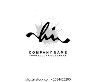 H I Initial Handwriting Logo Template
