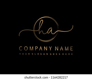 H A Initial handwriting logo vector