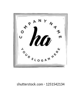 H A Initial handwriting logo vector