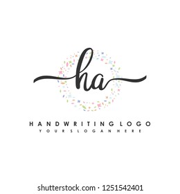H A Initial handwriting logo vector