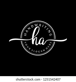 H A Initial handwriting logo vector
