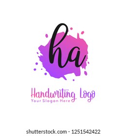 H A Initial handwriting logo vector