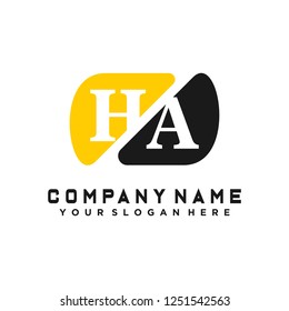 H A Initial handwriting logo vector
