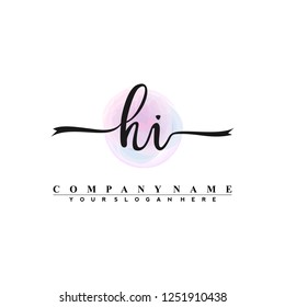 H I Initial handwriting logo vector