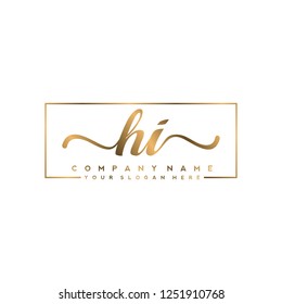 H I Initial handwriting logo vector
