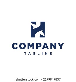 H initial Horse Head  Ranch Stable equestrian creative unique logo design icon vector illustration