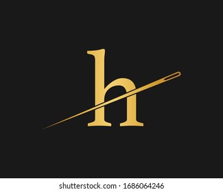 H  initial intersected with needle Symbol Icon  text logo design  typography 