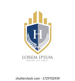 H Initial law firm with shield logo vector template	
