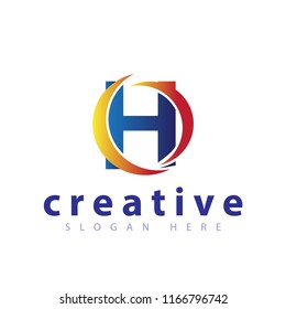 H Initial letter with abstract circle logo vector