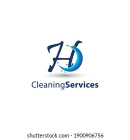 H Letra inicial para el concepto de negocio del logotipo del servicio de limpieza. Hogar, casa, servicios de oficina, mantenimiento de la marca de diseño vectorial, 