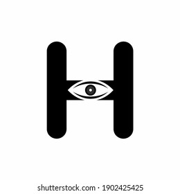H initial letter with eye logo template for business purpose
