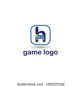 h letra inicial con icono de consola de juegos y píxel para el concepto de logotipo de juegos. aplicación de inicio de juegos