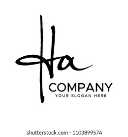 H A Initial Letter handwriting logo vector. Hand lettering for designs