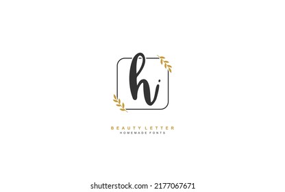 H Initial letter handwriting and  signature logo. A concept with template element.