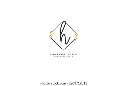 H Initial letter handwriting and  signature logo. A concept with template element.