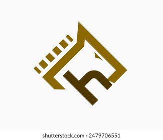 H initial letter head horse line logo design template illustration inspiration