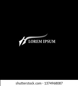 H initial letter logo icon, sign or symbol with wings illustration for sport company and competition