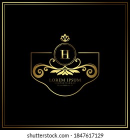 H Initial Letter Luxury Logo template in vector art for Restaurant, Royalty, Boutique, Cafe, Hotel, Heraldic, Jewelry, Fashion and other vector illustration.