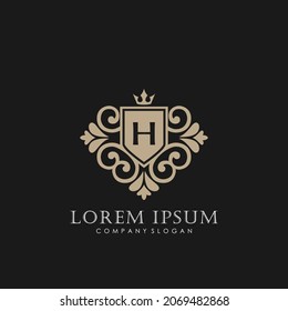 H Initial Letter Luxury Logo template in vector art for Restaurant, Royalty, Boutique, Cafe, Hotel, Heraldic, Jewelry, Fashion and other vector illustration art