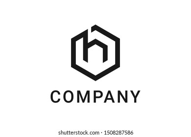 H initial letters hexagon monogram logo vector