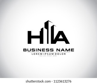 H A Initial logo concept with building template vector.